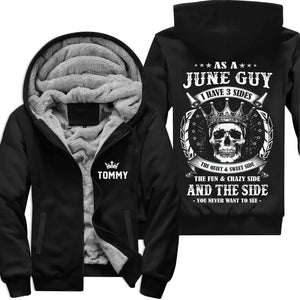 Personalized June Birthday Fleece Zip Hoodie for Men