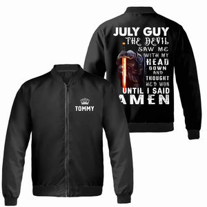 The Devil Saw Me With My Head Down Until I Said Amen July Birthday Bomber Jacket for Men