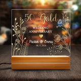 Personalized Golden 50th Anniversary Gift Plaque Anniversary Keepsake Gift LED Lamp Night Light