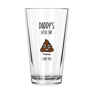 Personalized Daddy Little Shi*ts 16oz Beer Glass Cup, Funny Gift for Dad, Grandpa