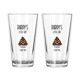 Personalized Daddy Little Shi*ts 16oz Beer Glass Cup, Funny Gift for Dad, Grandpa