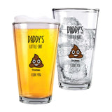 Personalized Daddy Little Shi*ts 16oz Beer Glass Cup, Funny Gift for Dad, Grandpa