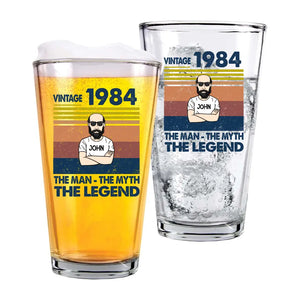 Personalized 40th Birthday 16oz Beer Glass Cup for Men