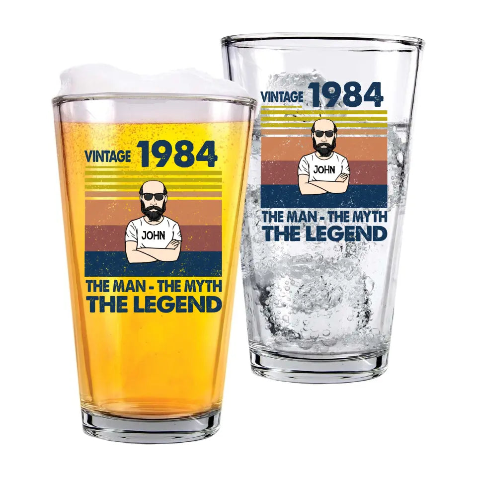 Personalized 40th Birthday 16oz Beer Glass Cup for Men