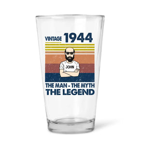 Personalized 80th 1944 Birthday 16oz Beer Glass Cup for Men