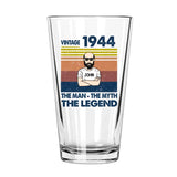 Personalized 80th 1944 Birthday 16oz Beer Glass Cup for Men