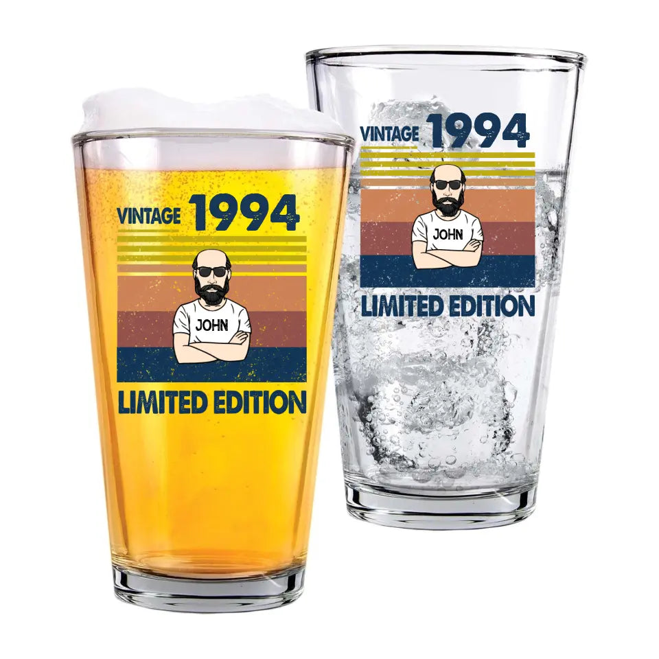 Personalized 30th 1994 Birthday 16oz Beer Glass Cup for Men