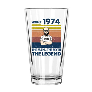 Personalized 50th 1974 Birthday 16oz Beer Glass Cup for Men