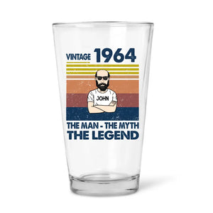 Personalized 60th 1964 Birthday 16oz Beer Glass Cup for Men