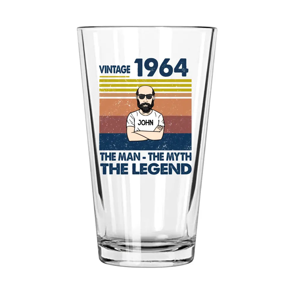 Personalized 60th 1964 Birthday 16oz Beer Glass Cup for Men