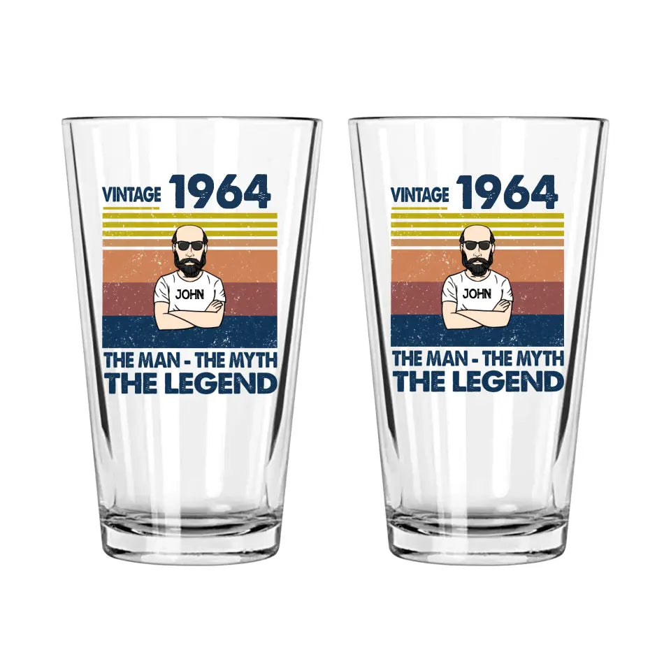 Personalized 60th 1964 Birthday 16oz Beer Glass Cup for Men