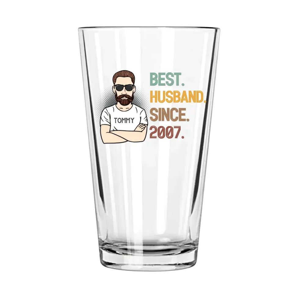 Personalized Best Husband Since 2007 Wedding Anniversary Glass Cup for Husband