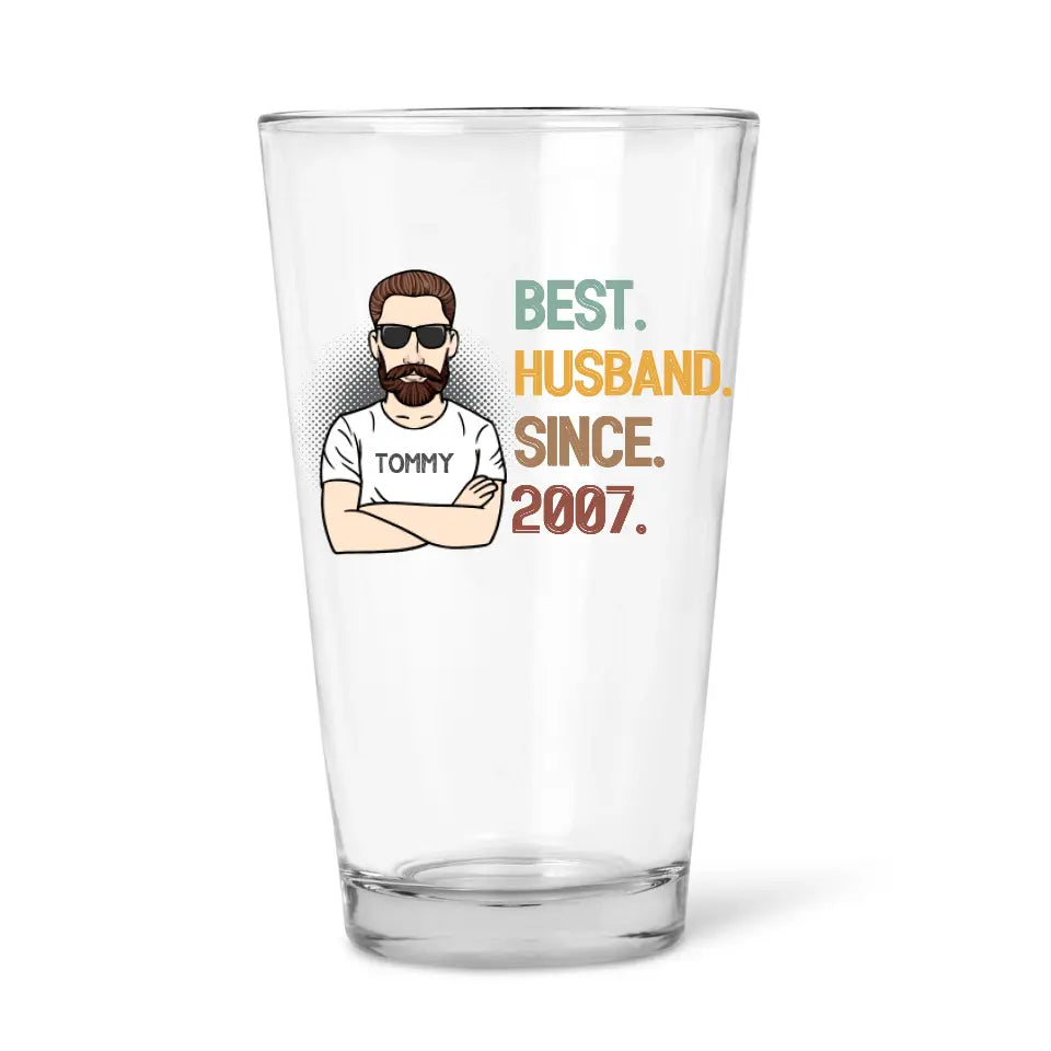 Personalized Best Husband Since 2007 Wedding Anniversary Glass Cup for Husband