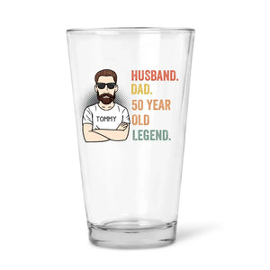 Personalized 50th Birthday 16oz Glass Cup for Dad, Husband