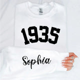 Custom Year 1935 - 90th Birthday Women Sweatshirt with Name on Sleeve