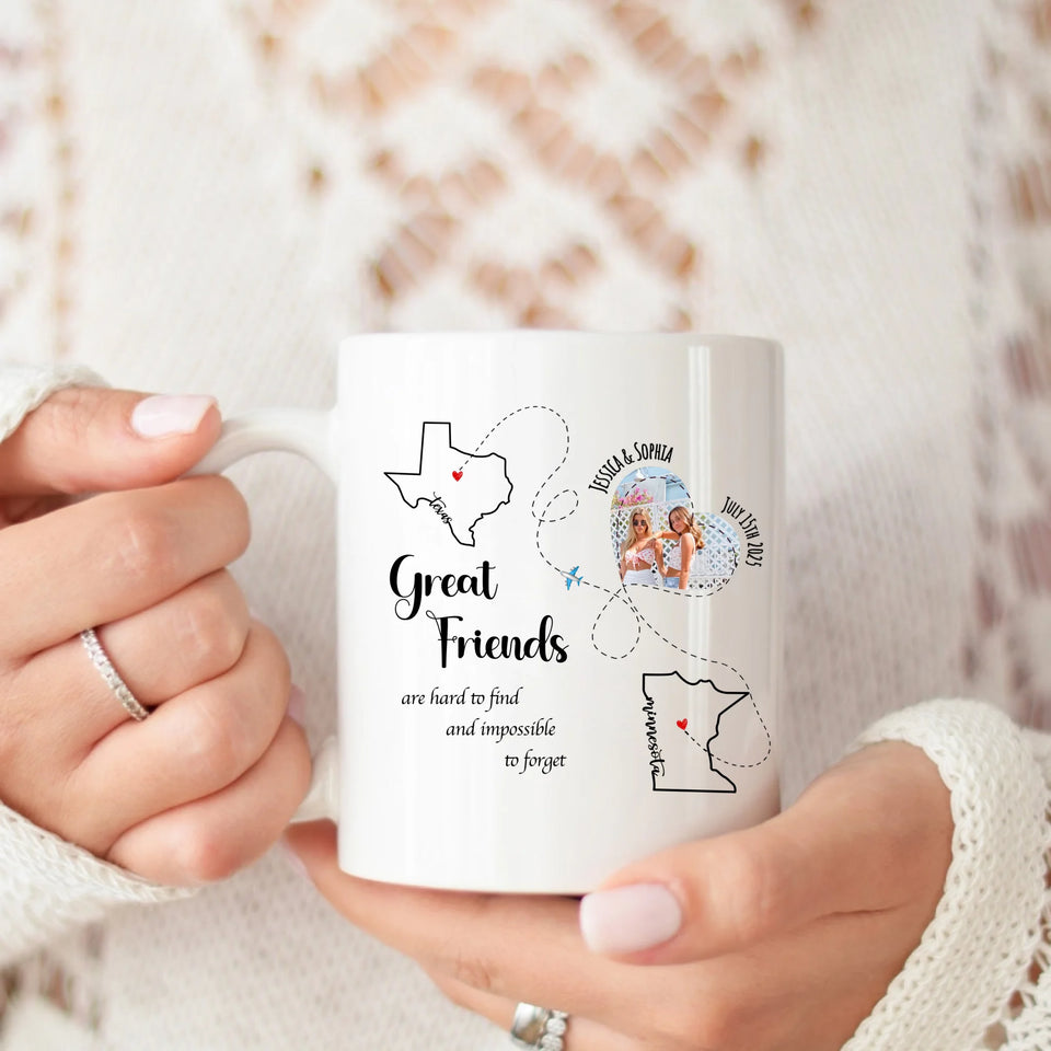 Long Distance Friendship Mug, Great Friends Are Hard To Find And Impossible To Forget Mug