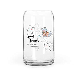 Custom Long Distance Friendship Glass Can, State to State Bestie Gift