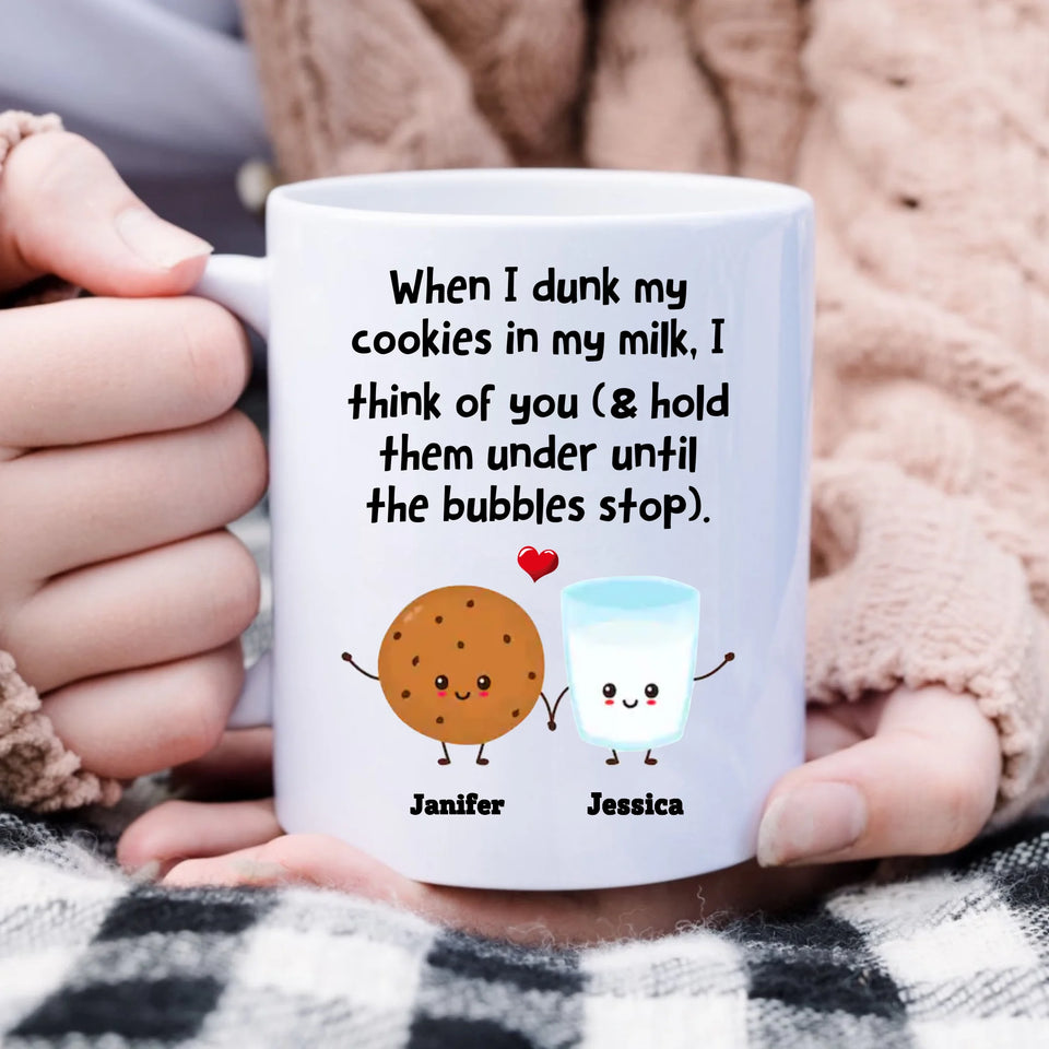 Bestie Sister Mug, Funny Gift for Friend or Sister, Cute Cookie & Milk Quote Mug