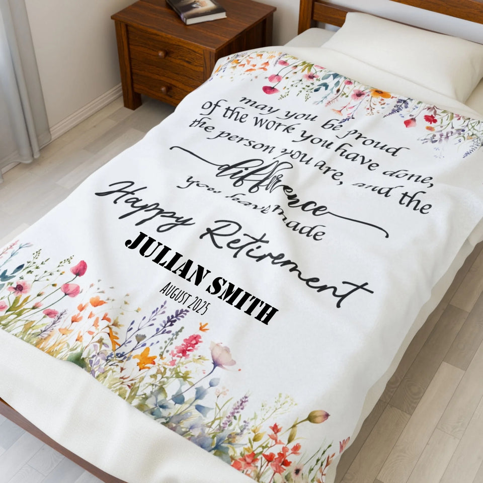 Personalized Retirement Blanket for Women, Unique Custom Gift for Boss, Colleague, or Friend at Farewell Party-5