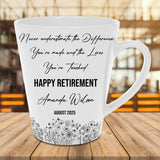 Personalized Retirement Mug, Custom Gift for Women, Coworker Farewell, Retired Boss, Sentimental Present Retirement-5