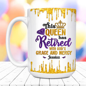 Custom Retired Queen Ceramic Mug, God's Grace & Mercy Retirement Gift-2