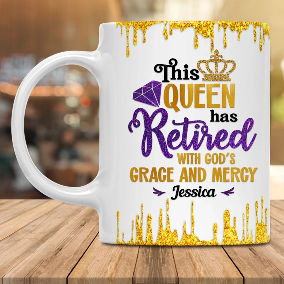 Custom Retired Queen Ceramic Mug, God's Grace & Mercy Retirement Gift-5