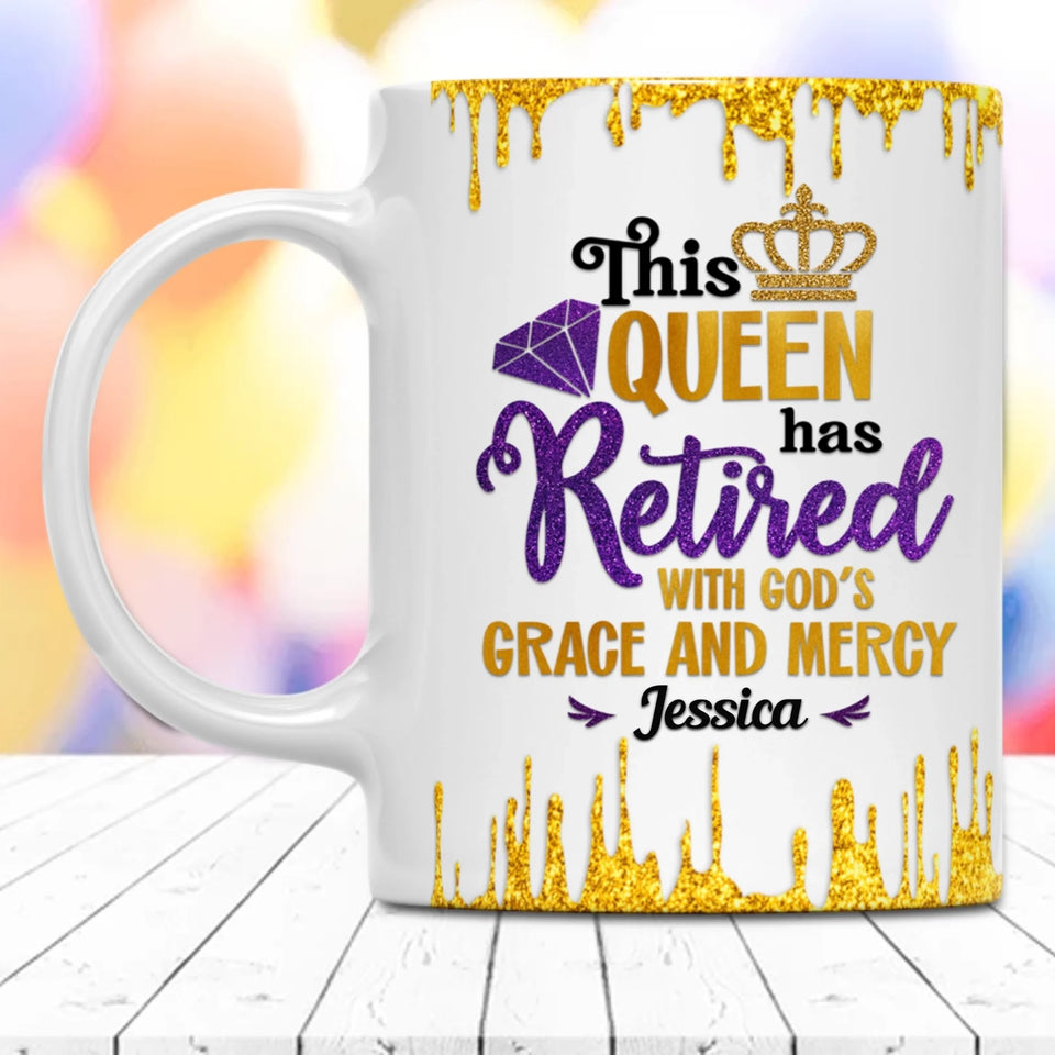 Custom Retired Queen Ceramic Mug, God's Grace & Mercy Retirement Gift-4