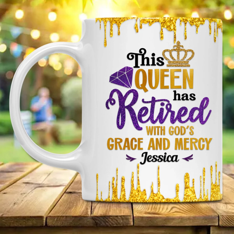 Custom Retired Queen Ceramic Mug, God's Grace & Mercy Retirement Gift-3