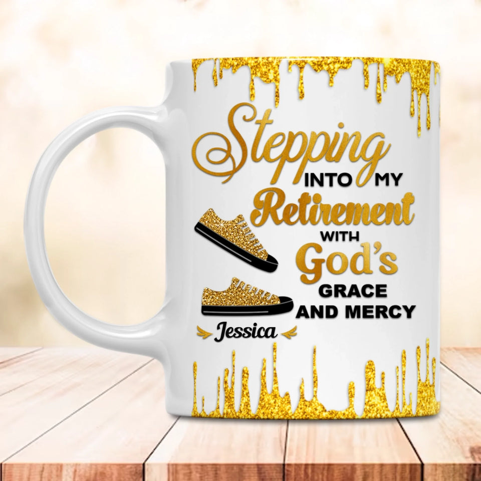 Custom Retirement Mug, Stepping Into Retirement with God’s Grace and Mercy, Gift for Boss or Coworker-3