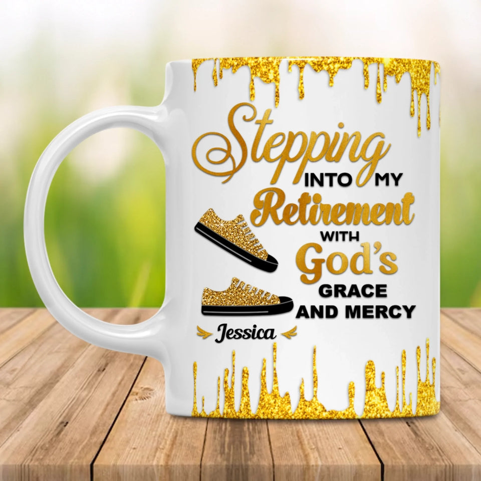 Custom Retirement Mug, Stepping Into Retirement with God’s Grace and Mercy, Gift for Boss or Coworker-4