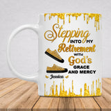 Custom Retirement Mug, Stepping Into Retirement with God’s Grace and Mercy, Gift for Boss or Coworker-11oz