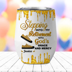 Retirement Wine Tumbler, Stepping Into Retirement with God’s Grace and Mercy Christian Gift for Boss, Coworker-4