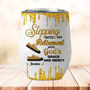 Retirement Wine Tumbler, Stepping Into Retirement with God’s Grace and Mercy Christian Gift for Boss, Coworker-2