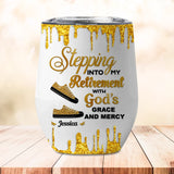Retirement Wine Tumbler, Stepping Into Retirement with God’s Grace and Mercy Christian Gift for Boss, Coworker-2