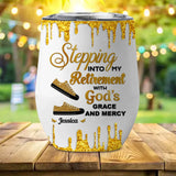 Retirement Wine Tumbler, Stepping Into Retirement with God’s Grace and Mercy Christian Gift for Boss, Coworker-3