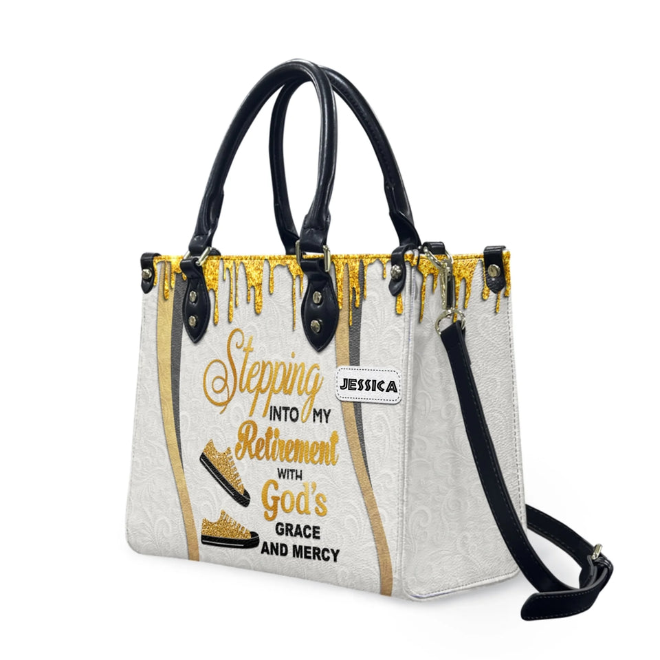 Retirement Handbag, Stepping Into Retirement with God’s Grace and Mercy Christian Gift for Boss, Coworker-02