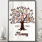 Personalized Heart Family Tree Poster with Child Photos, Custom Gift for Mom or Grandma