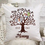 Personalized Heart Family Tree Pillow with Child Photos, Custom Gift for Mom or Grandma