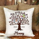 Personalized Heart Family Tree Pillow with Child Photos, Custom Gift for Mom or Grandma
