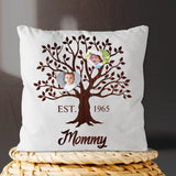 Personalized Heart Family Tree Pillow with Child Photos, Custom Gift for Mom or Grandma