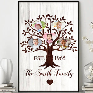 Personalized Heart Shaped Family Tree Poster with Child Photos, Meaningful Gift for Family