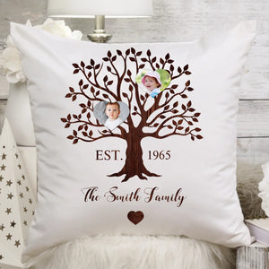 Personalized Heart Shaped Family Tree Pillow with Child Photos, Meaningful Gift for Family
