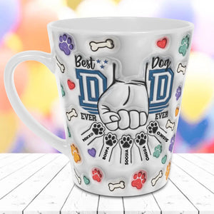 Personalized Best Dog Dad Ever Latte Mug, Father's Day 3D Inflated Effect, Custom Gift for Dad