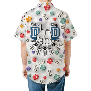 Personalized Best Dog Dad Ever Hawaiian Shirt, Father's Day 3D Inflated Effect Button Shirt for Dad
