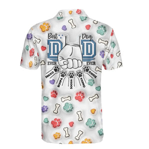 Personalized Best Dog Dad Ever Polo Shirt, Father's Day 3D Inflated Effect Polo Shirt for Dad
