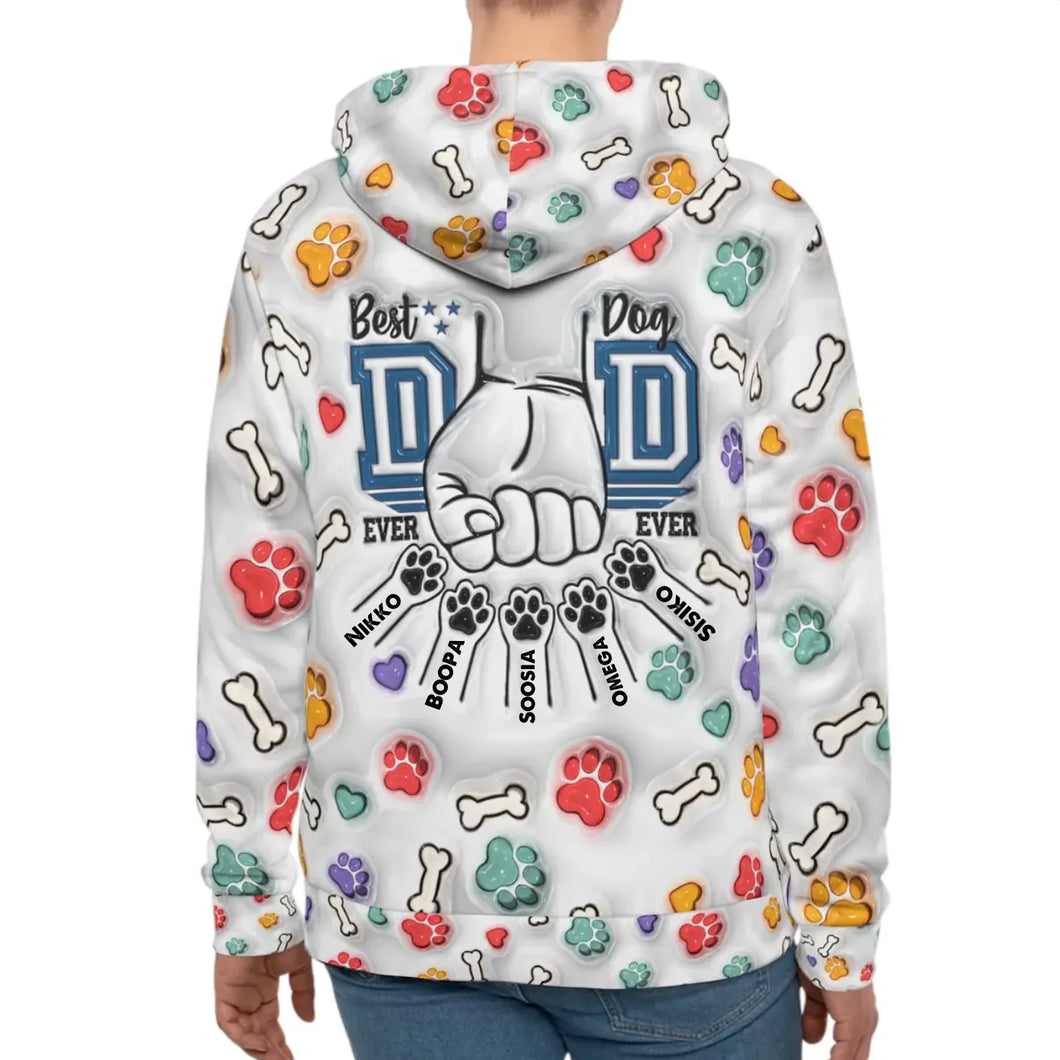 Best Dog Dad Ever Personalized Hoodie, Father's Day 3D Inflated Effect Hooded Sweatshirt for Dad