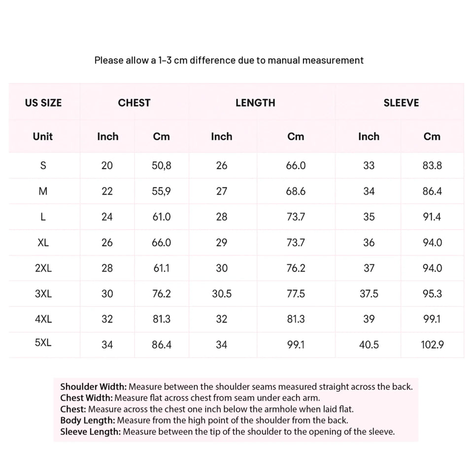 Hoodie Size Chart