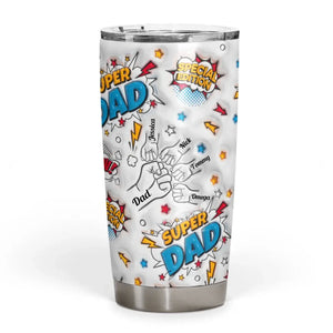 Personalized Super Dad 3D Inflated Stainless Steel Tumbler, Unique Father's Day Gift for Dad or Grandpa