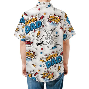 Personalized Super Dad & Child Hands 3D Inflated Hawaiian Shirt, Unique Father's Day Gift for Dad or Grandpa