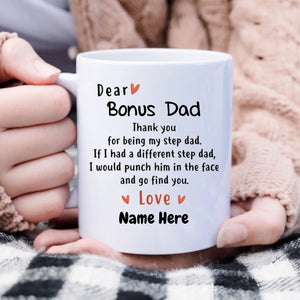 Dear Bonus Dad Personalized Mug, Thank you Step Dad, Father's Day gift